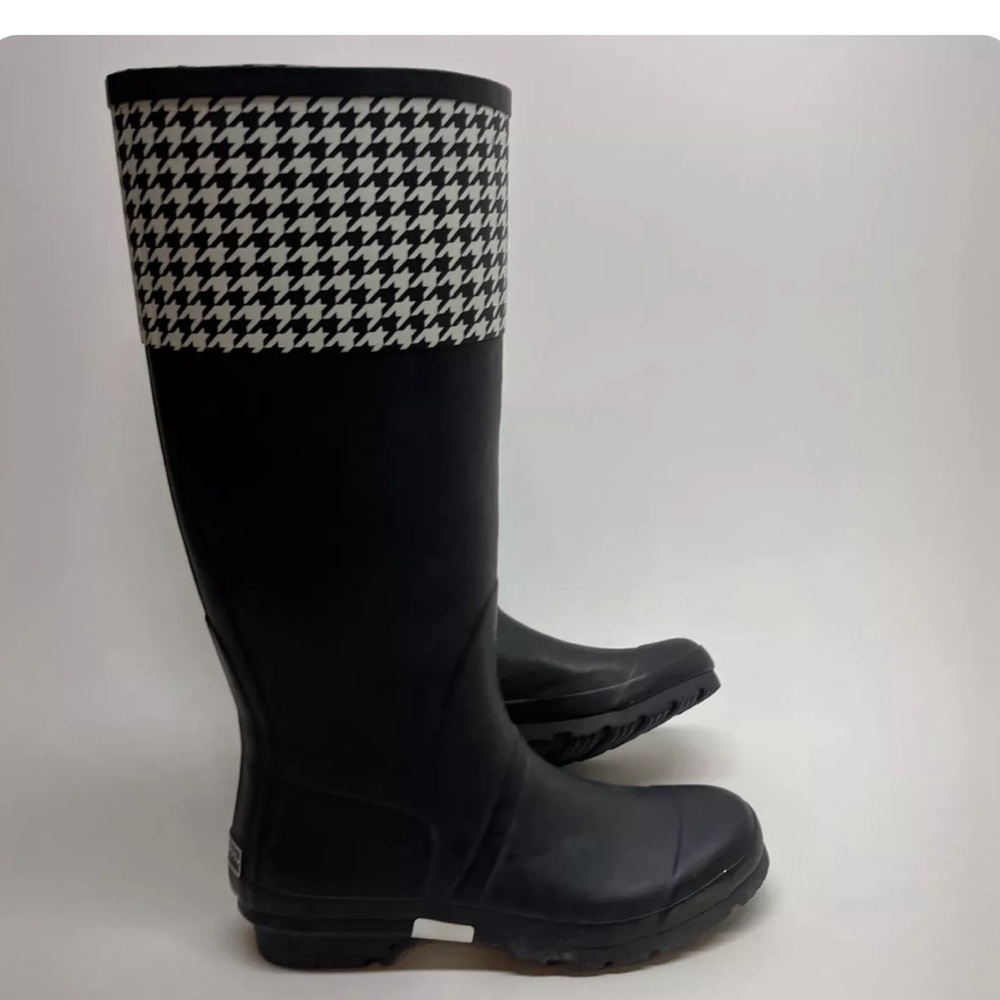 London Fog Women's  Black Knee-High Rubber Rain Boot Size-8 Wet Boot